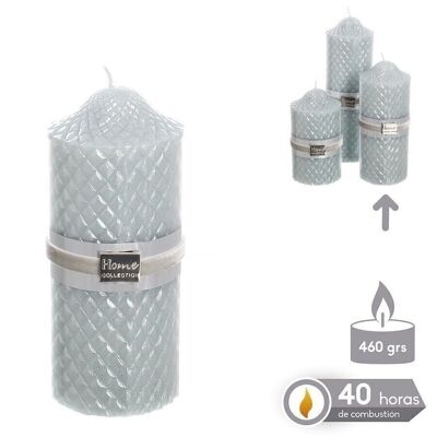 BLUE METALIC CHRISTMAS AUTUMN CYLINDRICAL CANDLE CL96627