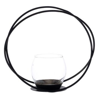 BOUGEOIR MÉTAL-VERRE NOIR AUTOMNE CL604003 2