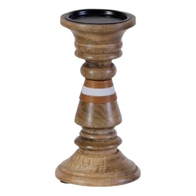 BROWN WOODEN CANDLE HOLDER AUTUMN DECORATION CL606349