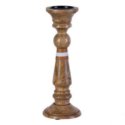BROWN WOODEN CANDLE HOLDER AUTUMN DECORATION CL606350