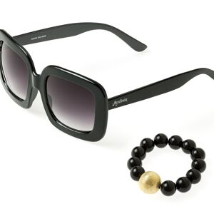 Ensemble lunettes de soleil femme et bracelet pierre naturelle onyx