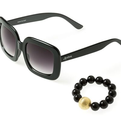Damen-Sonnenbrille und Onyx-Naturstein-Armband im Set