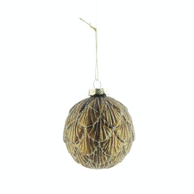 Glass ball with cone decor, 8 x 8 x 8 cm, brown, 789892