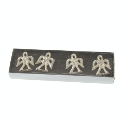 Bougeoirs anges, lot de 4, 5,5 x 5,5 x 2,5 cm, argent, dimensions hors tout de l'emballage : 25 x 7 cm, 800375