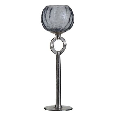CANDLE HOLDER GREY-SILVER CRYSTAL-METAL AUTUMN CL607588