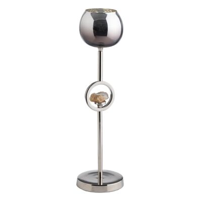 CANDLE HOLDER SILVER ALUMINUM-GLASS AUTUMN CL607694