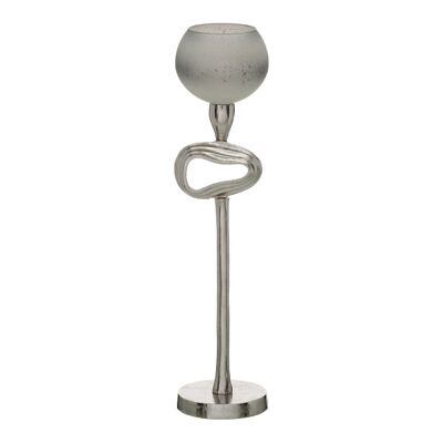 CANDLE HOLDER GREY-SILVER ALUMINUM-GLASS AUTUMN CL607705
