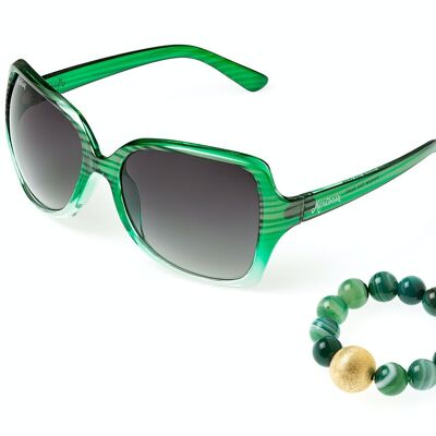 Damensonnenbrille und Armband aus natürlichem Achatstein im Farbset
