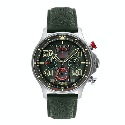 AV-4093-08 - Men's chronograph watch AVI-8 - Genuine cowhide leather strap - Hawker Typhoon