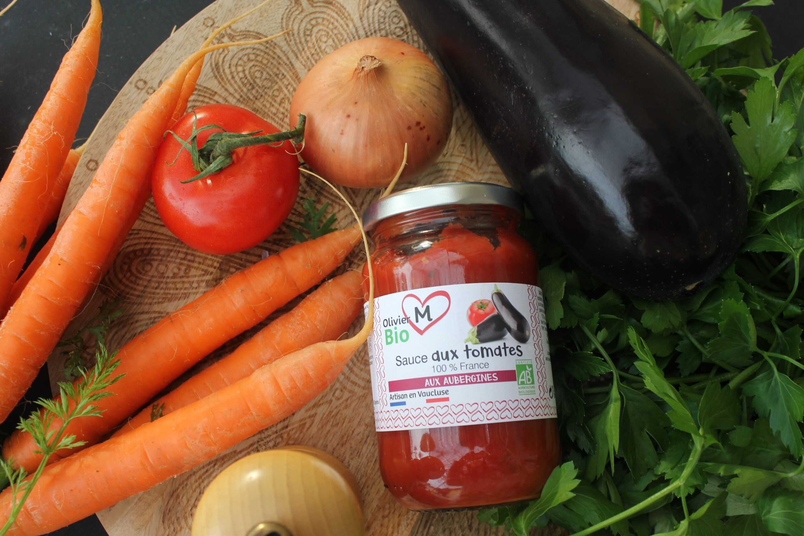 Salsa di pomodoro biologica con melanzane - Pomodori dalla Francia - 350 g