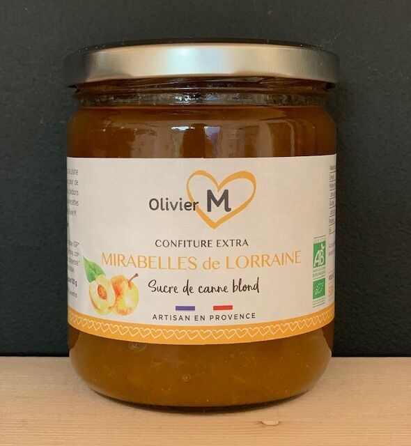 Mermelada de ciruelas Mirabelle extra ecológicas de Lorena (IGP) - Elaborada artesanalmente en Provenza - 500 g
