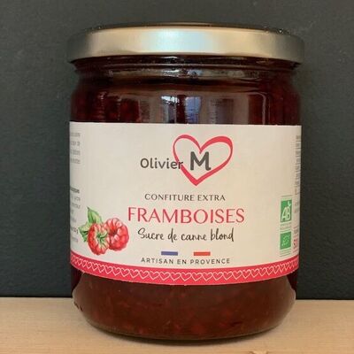 Confiture extra framboises bio sucre de canne - 500 gr