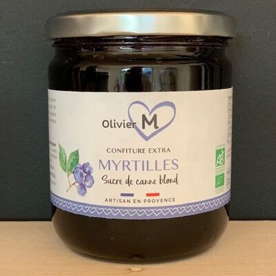 Confiture extra myrtilles bio sucre de canne - 500 gr