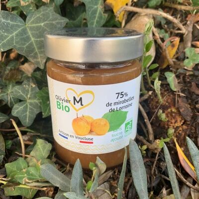 Mirabelle plum jam from Lorraine organic 100% from fruit - 250 gr