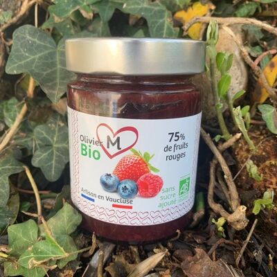 Organic red fruit jam 100% from fruit - 250 gr