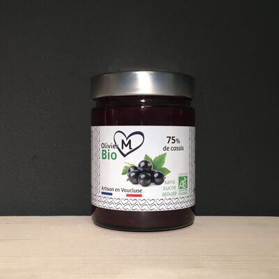 Organic blackcurrant jam 100% from fruit - 250 gr
