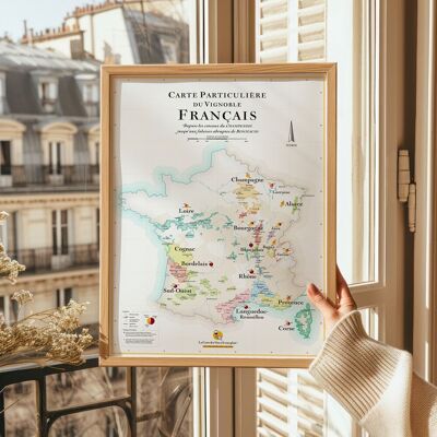 Mappa dei vini della Francia 30x40cm