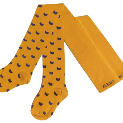 Collant in Cotone per Bambini con Gatti >>Senape<< morbido cotone