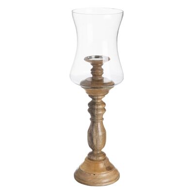NATURAL GLASS-WOOD CANDLE HOLDER AUTUMN CL607979