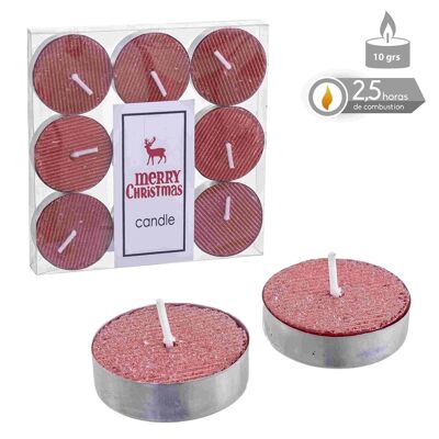 S/9 METALLIC RED TEALIGHT CANDLE CHRISTMAS AUTUMN CL131165