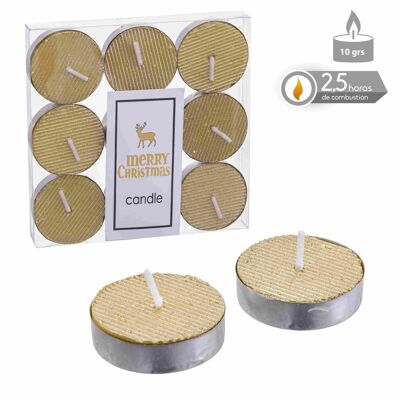 S/9 GOLD TEALIGHT CANDLE CHRISTMAS AUTUMN CL131174