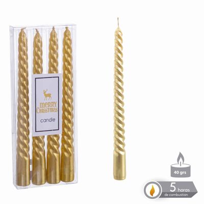 S/4 GOLD SPIRAL CANDLE CHRISTMAS AUTUMN CL131177