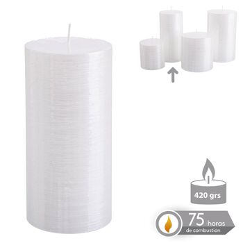 BOUGIE CYLINDRIQUE BLANC NACRÉ NOËL AUTOMNE CL131180