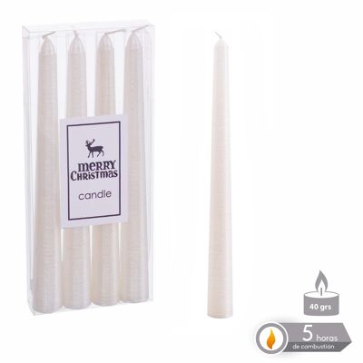 S/4 PEARLISH WHITE CANDELABRA CANDLE AUTUMN CL131184