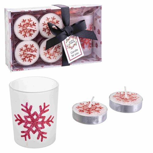 S/4 VELA TEALIGHT ROJO METÁLICO NAVIDAD OTOÑO CL131190