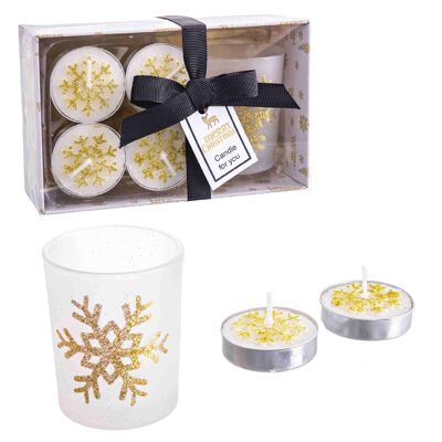 S/4 CANDLE TEALIGHT GOLD CHRISTMAS AUTUMN CL131200