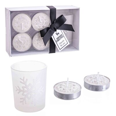 S/4 PEARLY WHITE AUTUMN TEALIGHT CANDLE CL131210