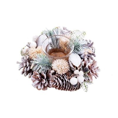 ROUND CANDLE HOLDER PINEAPPLE SNOW AUTUMN CL720821