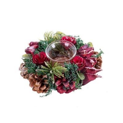 ROUND PINEAPPLE CANDLE HOLDER RED AUTUMN CL720831