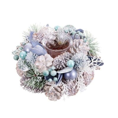 PINEAPPLE AND BALLS CANDLE HOLDER AUTUMN BLUE CL720863