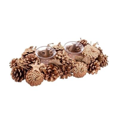 2 NATURAL PINEAPPLE AND STARS CANDLE HOLDER AUTUMN CL720875