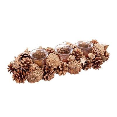 3 PORTACANDELE NATURALE ANANAS E STELLE AUTUNNO CL720876