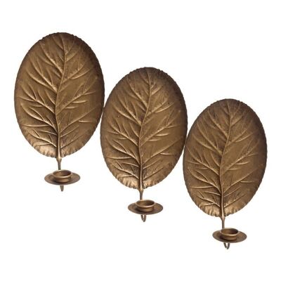 CANDLE HOLDER LEAVES GOLD METAL AUTUMN DECORATION CL151333