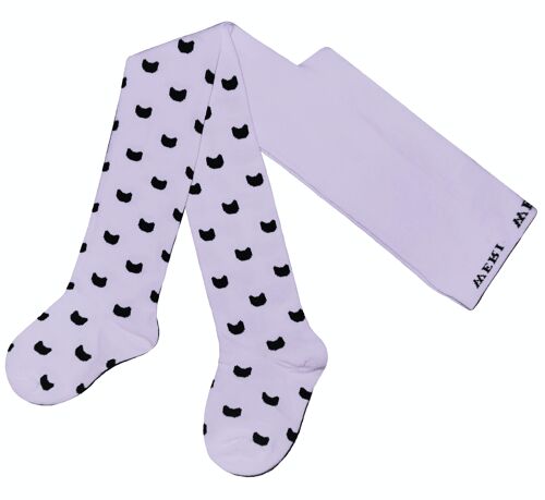 Cotton Tights for Children with Cats >>Lilac<< soft cotton