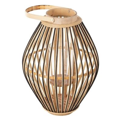 NATURAL-BLACK BAMBOO AUTUMN CANDLE LANTERN CL603031