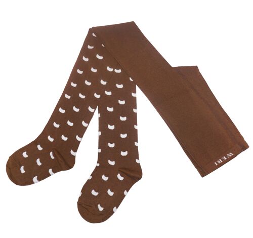 Cotton Tights for Children with Cats >>Nut Brown<< soft cotton