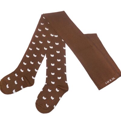 Cotton Tights for Children with Cats >>Nut Brown<< soft cotton