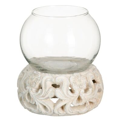 TERRACOTTA-GLASS CANDLE HOLDER AUTUMN DECORATION CL104354