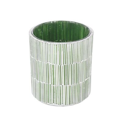 GREEN GLASS CANDLE HOLDER AUTUMN DECORATION CL105669