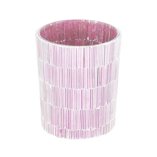 PORTAVELAS ROSA CRISTAL DECORACIÓN OTOÑO CL105673