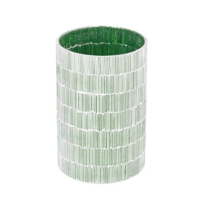 GREEN GLASS CANDLE HOLDER AUTUMN DECORATION CL105675