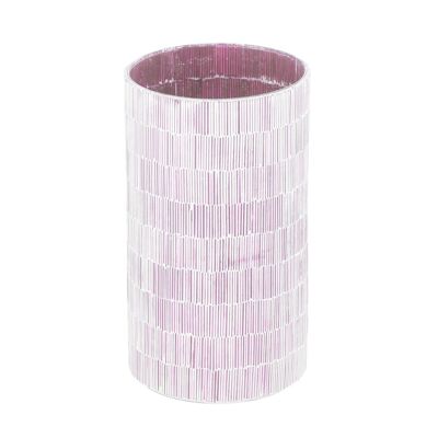 PINK GLASS CANDLE HOLDER AUTUMN DECORATION CL105679