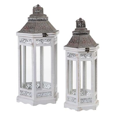 S/2 GRAY-WHITE CANDLE HOLDER LANT AUTUMN CL604643