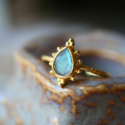 Anello regolabile in labradorite - Jaya