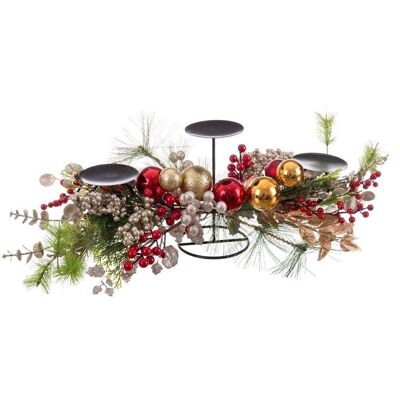 HOLLY AND BALLS AUTUMN CANDLE HOLDER CL722384