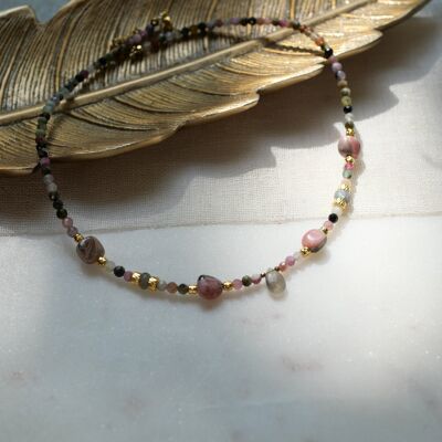 Saanvi Tourmaline, rhodochrosite necklace